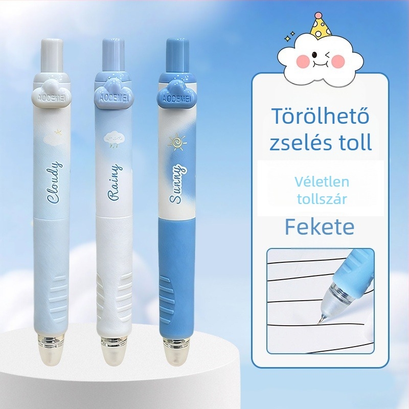Odeme felhő motívumos gél toll, kihúzható, diákoknak, 0,5 mm