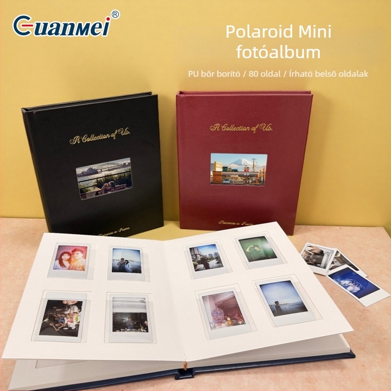 Instax Mini fotóalbum, 3 hüvelyk, 80 fotó, pillangó kötéses keményfedél, PU borítás, Instax Minihez