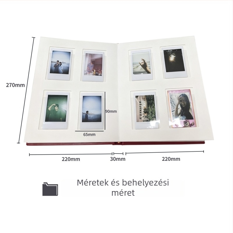 Instax Mini fotóalbum, 3 hüvelyk, 80 fotó, pillangó kötéses keményfedél, PU borítás, Instax Minihez