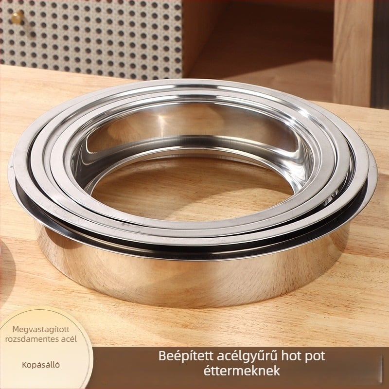 Rozsdamentes acélból készült hot pot gyűrű fedővel, süllyesztett kivitel, kör vagy négyszögletes, indukciós főzőlaphoz