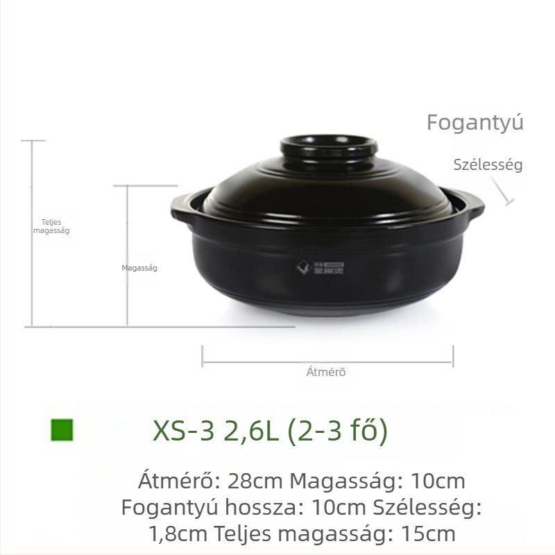 Huaxia King Kong kerámia leveses fazék nyílt lángon és indukciós főzőfelületen, sík alj, hőálló, tapadásmentes, 2.1–4 L