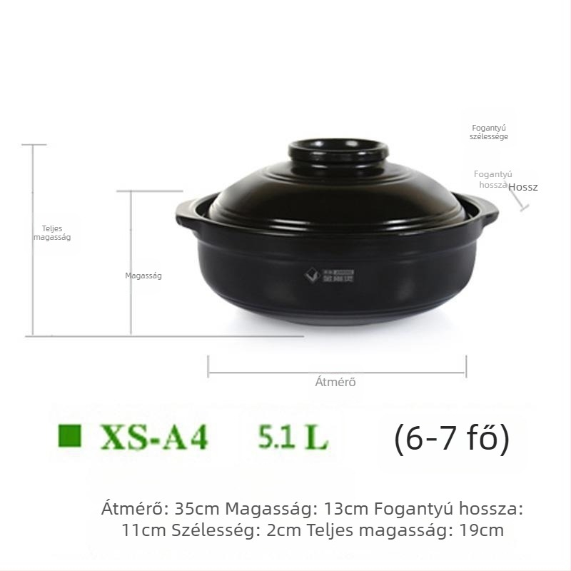 Huaxia King Kong kerámia leveses fazék nyílt lángon és indukciós főzőfelületen, sík alj, hőálló, tapadásmentes, 2.1–4 L