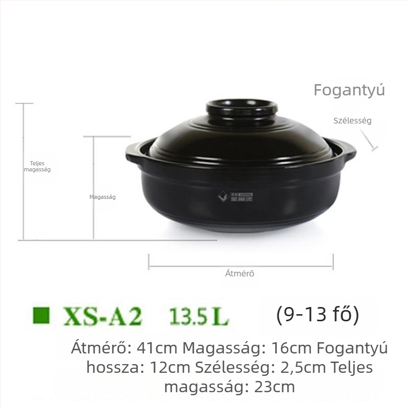Huaxia King Kong kerámia leveses fazék nyílt lángon és indukciós főzőfelületen, sík alj, hőálló, tapadásmentes, 2.1–4 L