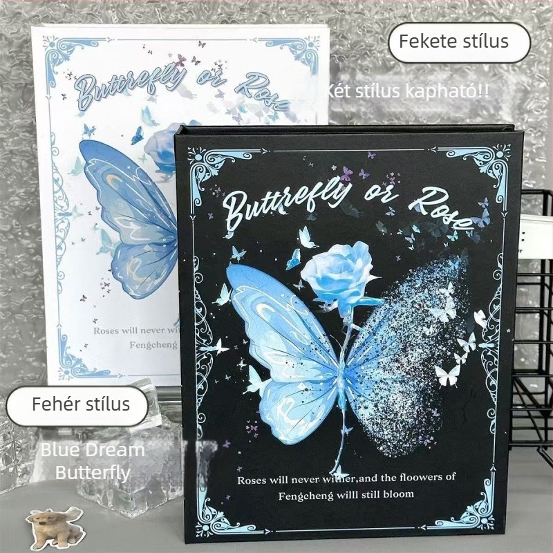 Kék Álom Pillangó – négy rekeszes kártyaalbum, kemény borítás, A5-ös méret, levehető lapokkal