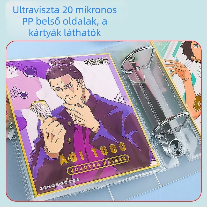 Japán kiadás: anime színes kártyák tároló albuma, méretek 14×21×15 cm, oldalak cserélhetők