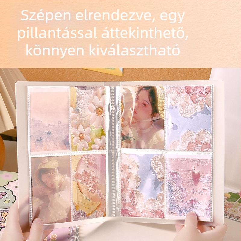3 hüvelykes kártyás fotóalbum, oldalanként 4 kártya, rácsos fotóelrendezés, kompakt kártyatartó, Instagram-stílus