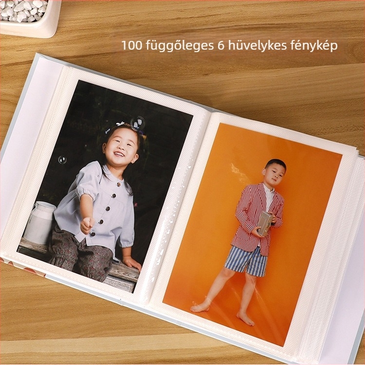 Aranyfóliás fotóalbum, 4D, 6 hüvelyk, beszúrható oldal, 100 laminált oldal