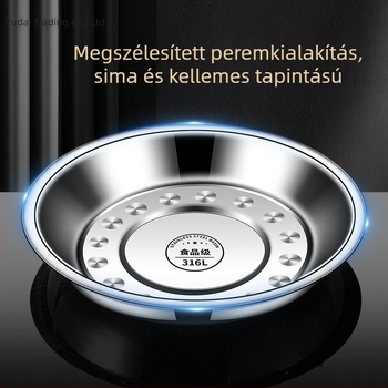 316L rozsdamentes acél kör alakú tál, élelmiszer-minőségű, vastagított, otthoni konyhához, vacsora tál és grillhez