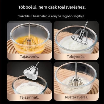 Youqin 316 rozsdamentes acél félautomata kézi tojáskeverő – tojásokhoz, tejszínhez és tésztához