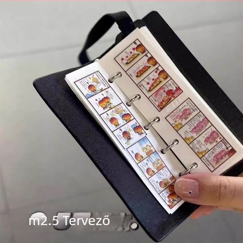 Mini egyszínű, puha bőrtokos notesz, formátum M2.5, kivehető lapokkal, hordozható napló és tervező