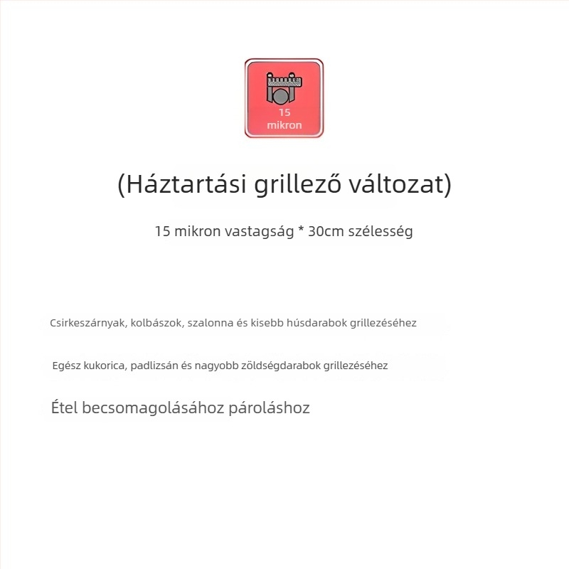 Élelmiszer-minőségű vastagított alumínium fólia sütőhöz és légsütőhöz, barbecue-hoz, nagy tekercs