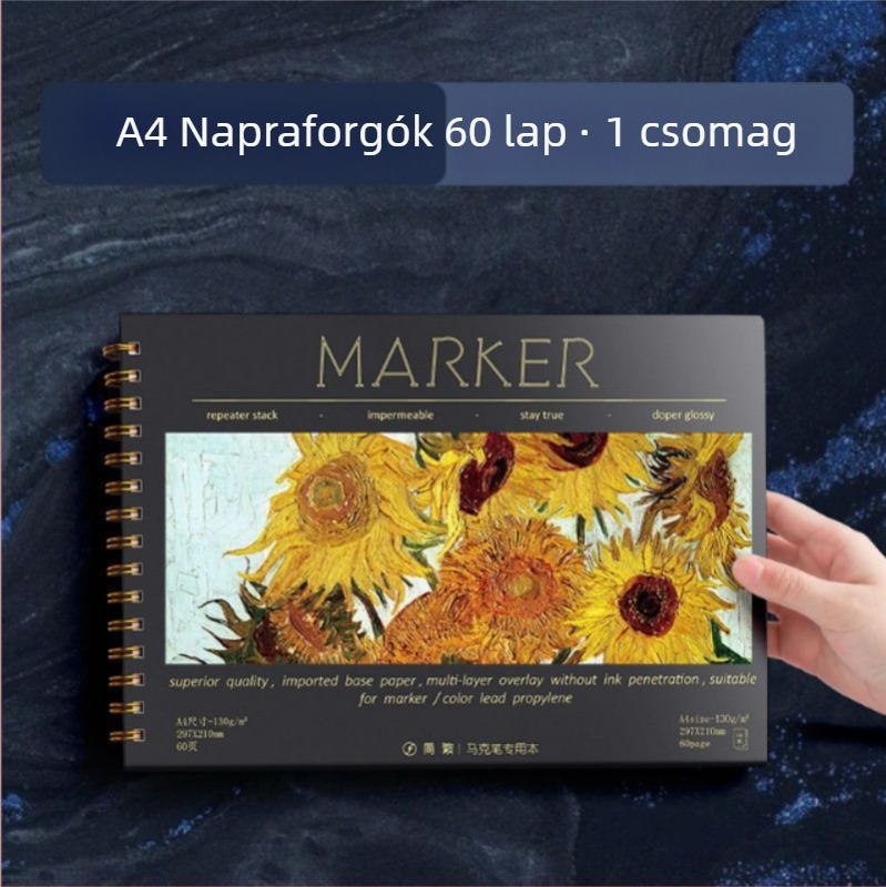 KLW A4-es vastag spirálfüzet rajzokhoz – markerpapírral, művészeti diákoknak