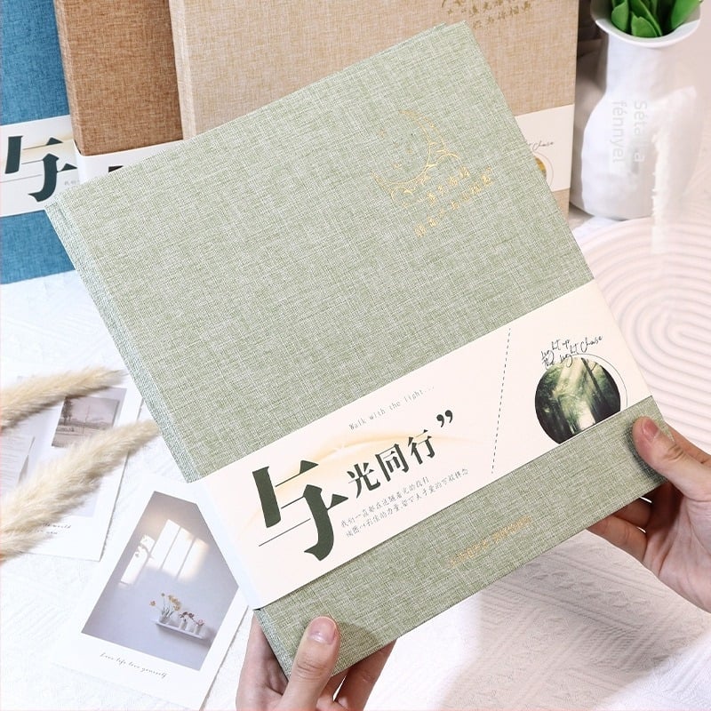 Textil borítású fotóalbum fóliázott ragasztó oldalakkal, DIY, nagy kapacitású ballagási emlékkönyv