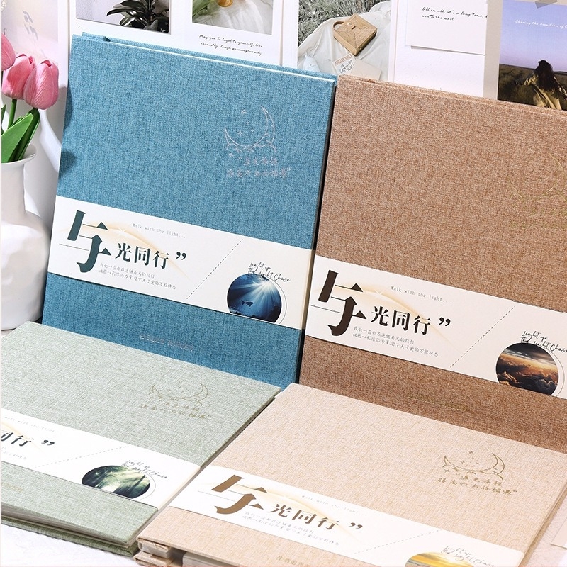 Textil borítású fotóalbum fóliázott ragasztó oldalakkal, DIY, nagy kapacitású ballagási emlékkönyv
