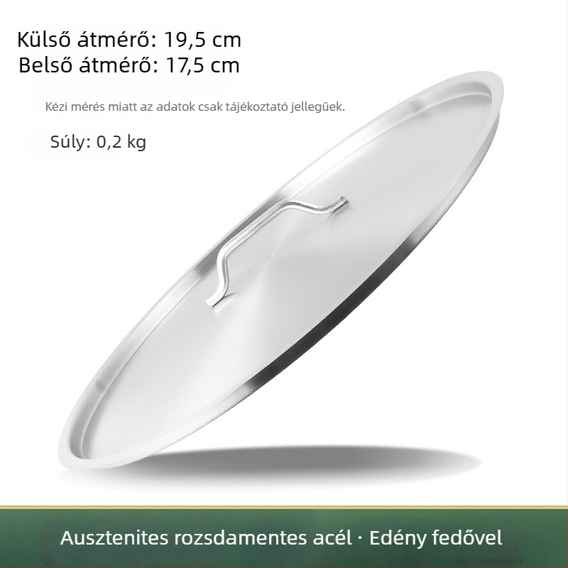 Extra vastag 304 rozsdamentes acél levesvödör fedő, lapos kör alakú, élelmiszer-minőségű