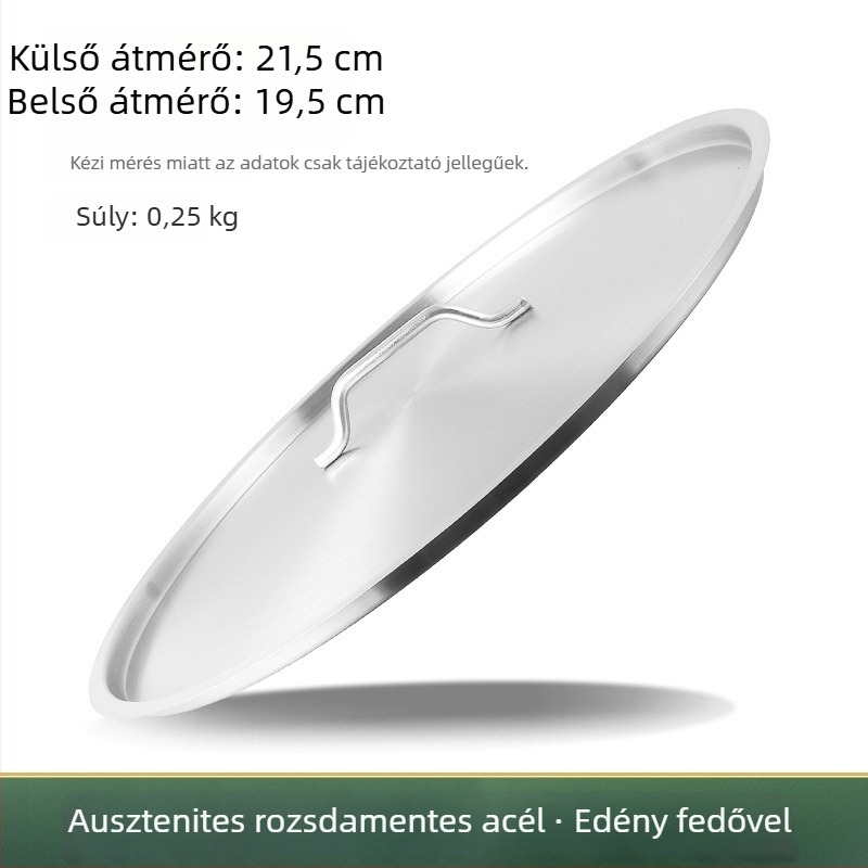Extra vastag 304 rozsdamentes acél levesvödör fedő, lapos kör alakú, élelmiszer-minőségű