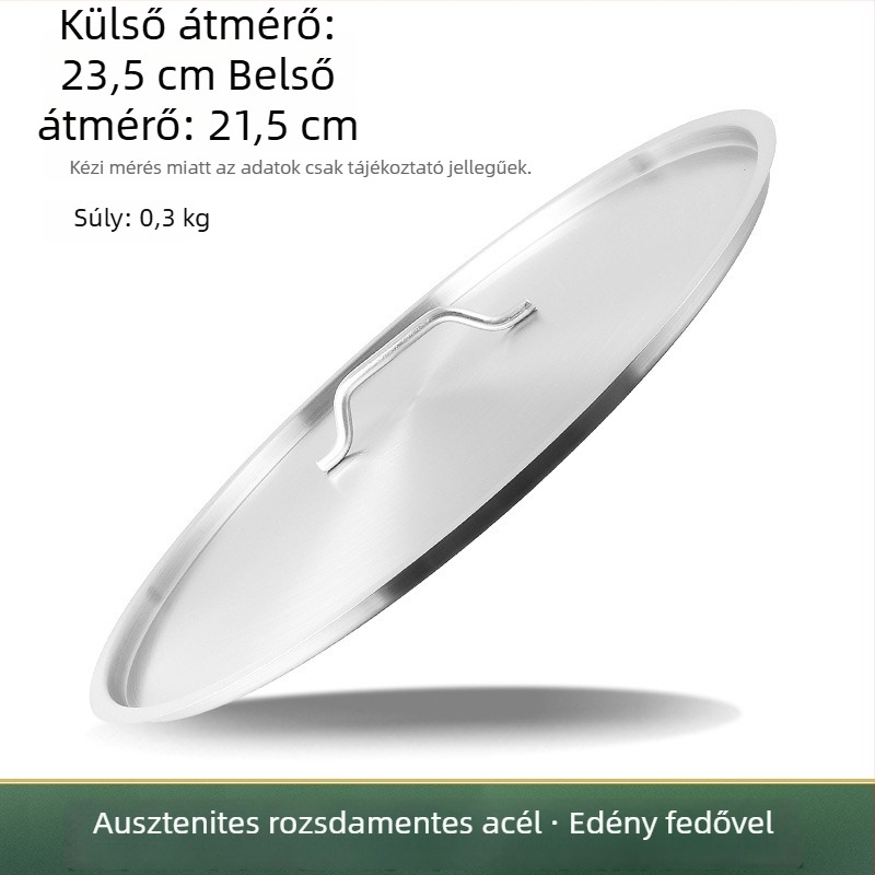 Extra vastag 304 rozsdamentes acél levesvödör fedő, lapos kör alakú, élelmiszer-minőségű