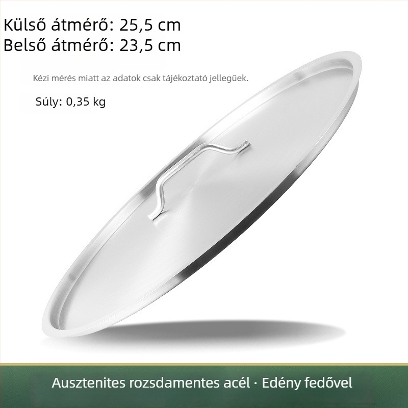 Extra vastag 304 rozsdamentes acél levesvödör fedő, lapos kör alakú, élelmiszer-minőségű