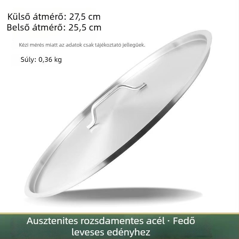 Extra vastag 304 rozsdamentes acél levesvödör fedő, lapos kör alakú, élelmiszer-minőségű