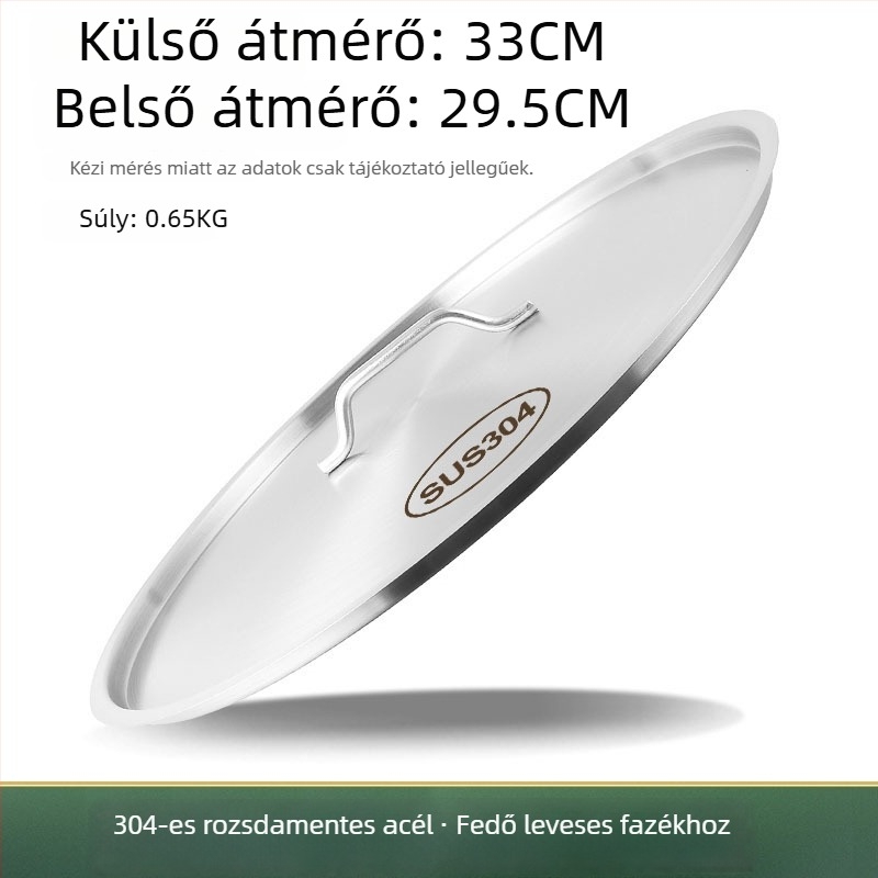 Extra vastag 304 rozsdamentes acél levesvödör fedő, lapos kör alakú, élelmiszer-minőségű