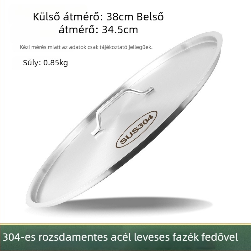 Extra vastag 304 rozsdamentes acél levesvödör fedő, lapos kör alakú, élelmiszer-minőségű