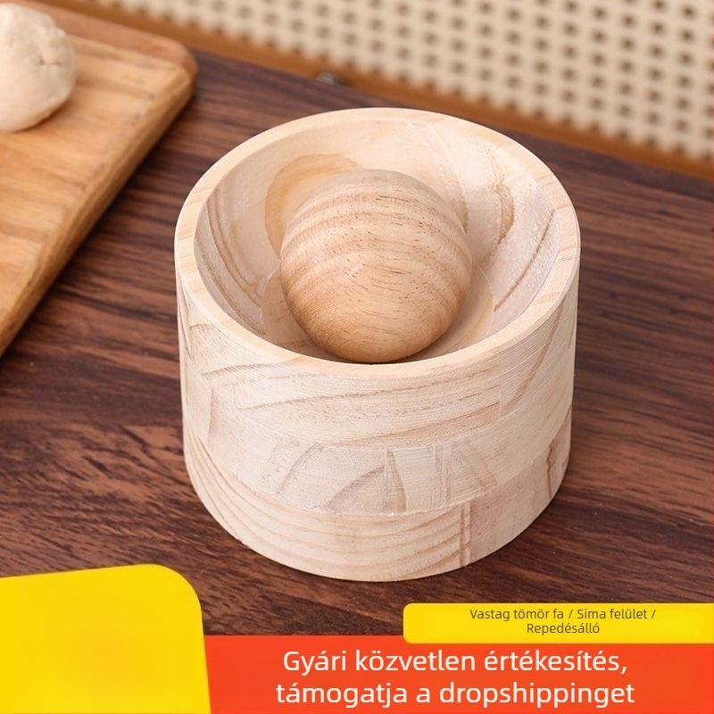 Fából készült gombóc-tészta készítő, kézzel készített kör alakú tésztanyújtó, otthoni használatra, nyomóforma gombócokhoz