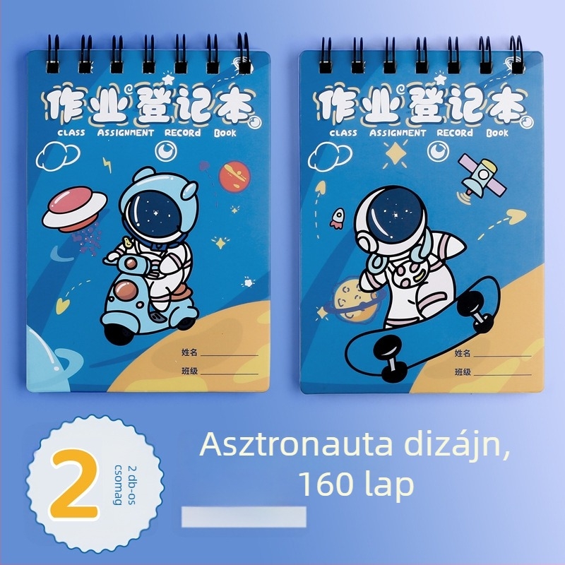 A6 általános iskolai házi feladat napló, aranyos mini spirálfüzet családi rajzfilm motívummal, kinyíló oldalú kivitel a tanteremben