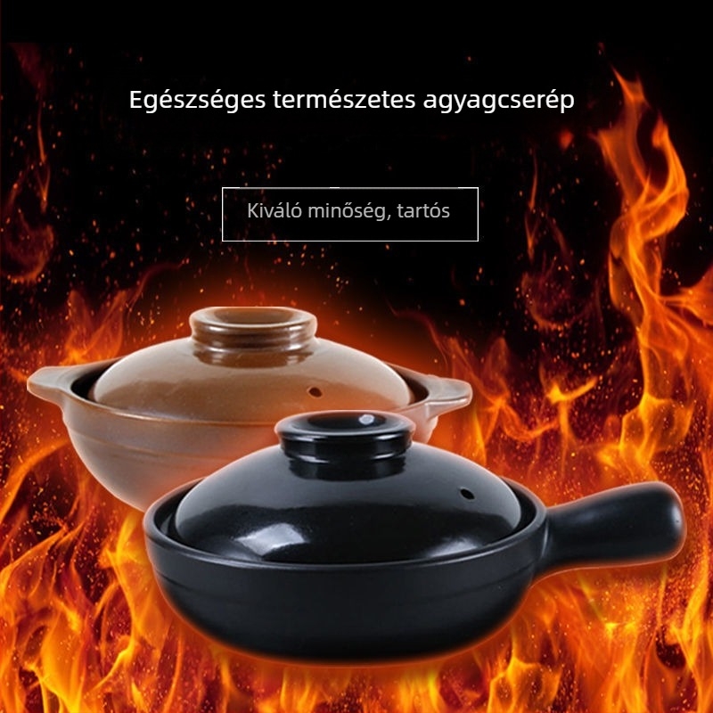Nyílt lángú agyagedény fogantyúval, csont porcelánból, 2,1–3 l, rizshez és tésztafélékhez