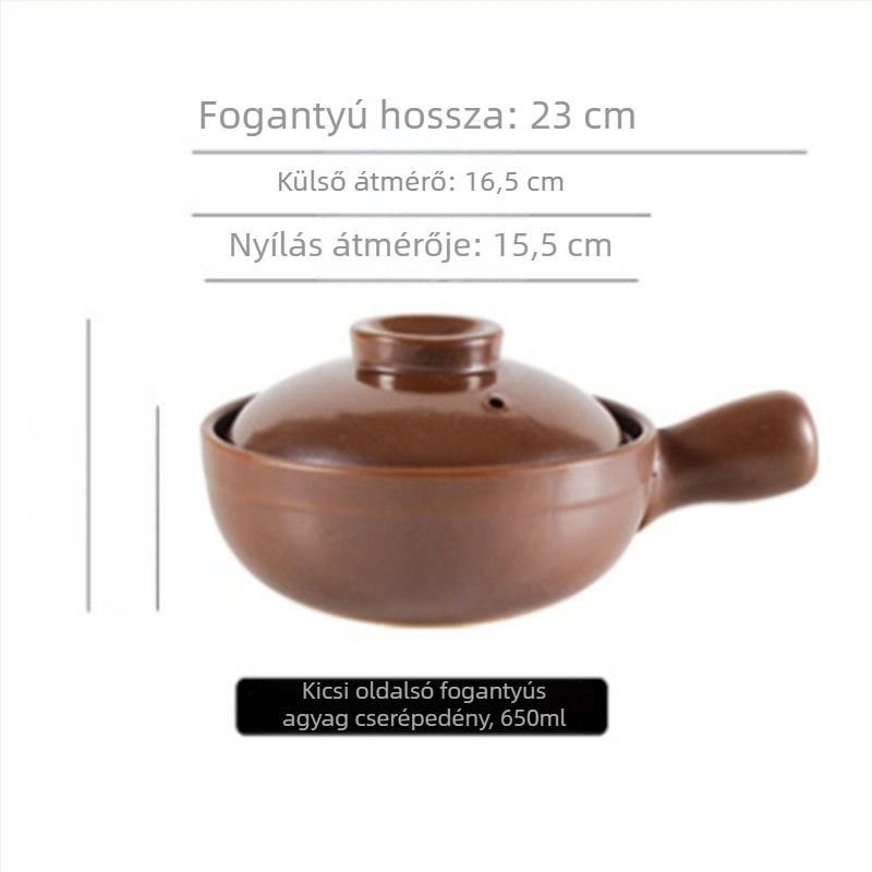 Nyílt lángú agyagedény fogantyúval, csont porcelánból, 2,1–3 l, rizshez és tésztafélékhez