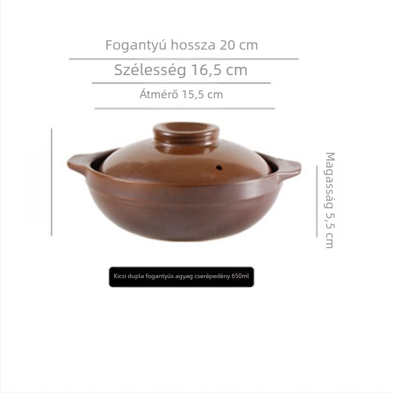 Nyílt lángú agyagedény fogantyúval, csont porcelánból, 2,1–3 l, rizshez és tésztafélékhez