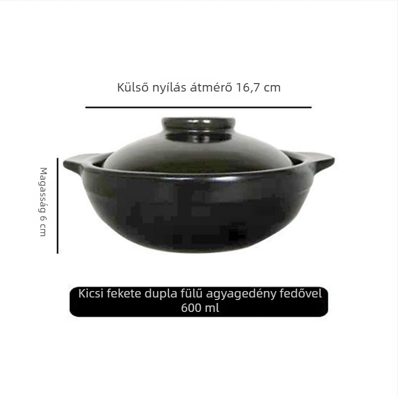Nyílt lángú agyagedény fogantyúval, csont porcelánból, 2,1–3 l, rizshez és tésztafélékhez