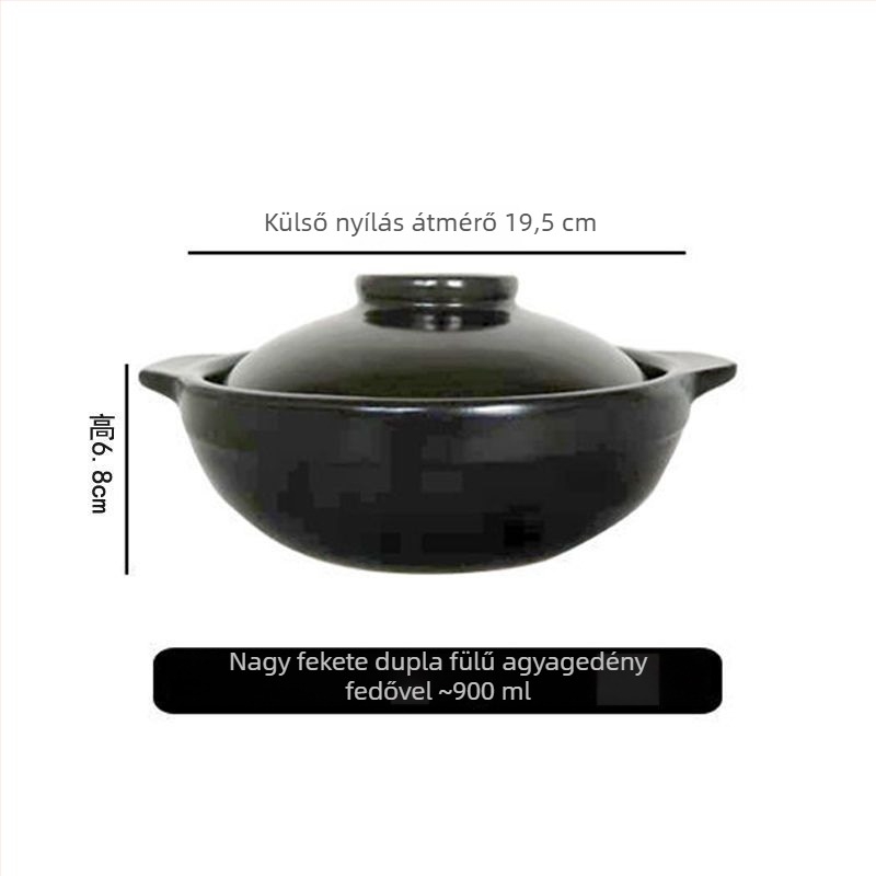 Nyílt lángú agyagedény fogantyúval, csont porcelánból, 2,1–3 l, rizshez és tésztafélékhez