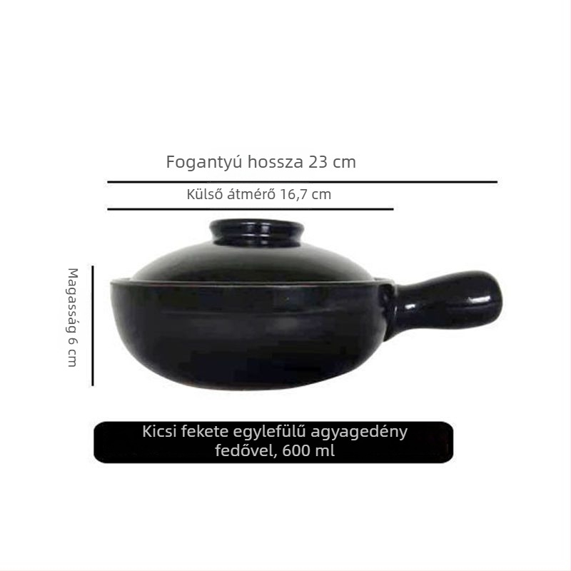 Nyílt lángú agyagedény fogantyúval, csont porcelánból, 2,1–3 l, rizshez és tésztafélékhez