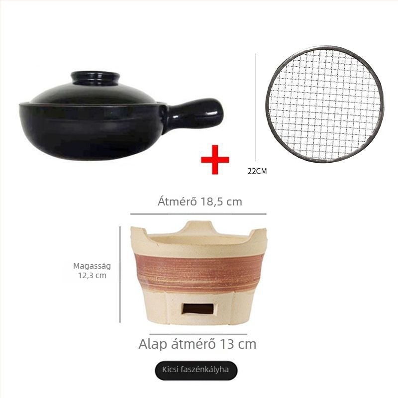 Nyílt lángú agyagedény fogantyúval, csont porcelánból, 2,1–3 l, rizshez és tésztafélékhez