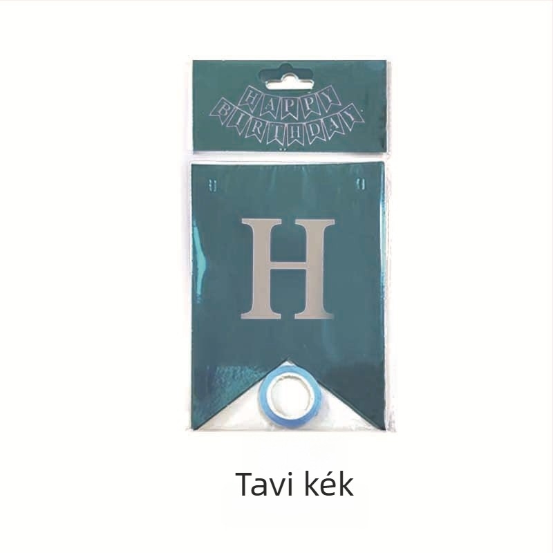 Angol születésnapi bannerek tükrös arany fóliával, party dekoráció, papírzászlók, méret 12×17 cm, különféle színek