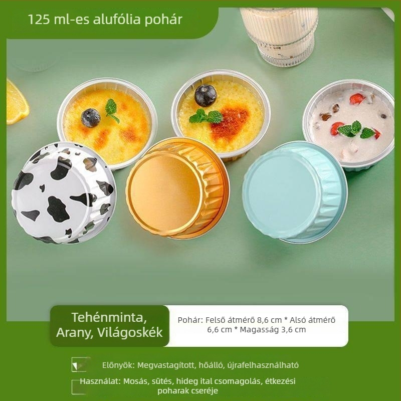 Ismételhető alumíniumfóliás tálak légsütőhöz, magas hőmérséklet-állóságú, formák Süteményekhez, tojásos tortákhoz és pudingokhoz