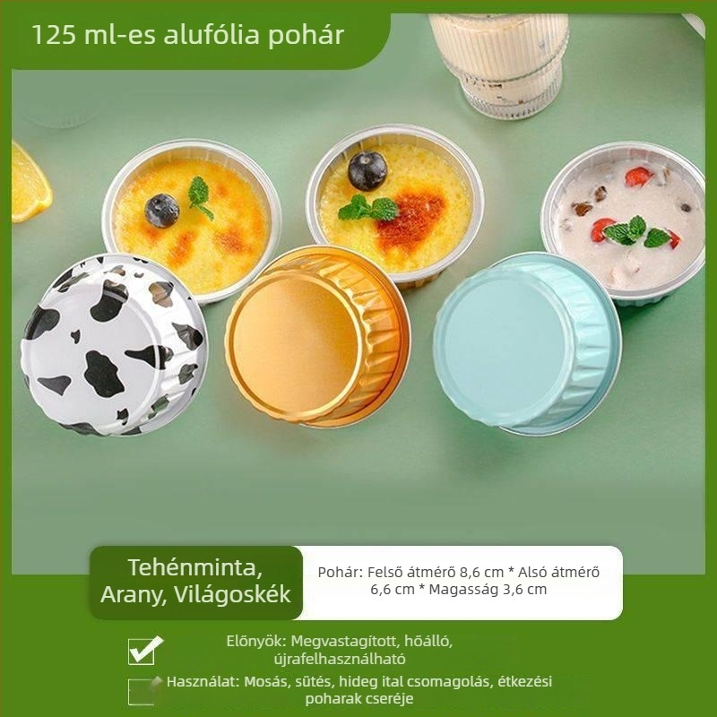 Ismételhető alumíniumfóliás tálak légsütőhöz, magas hőmérséklet-állóságú, formák Süteményekhez, tojásos tortákhoz és pudingokhoz