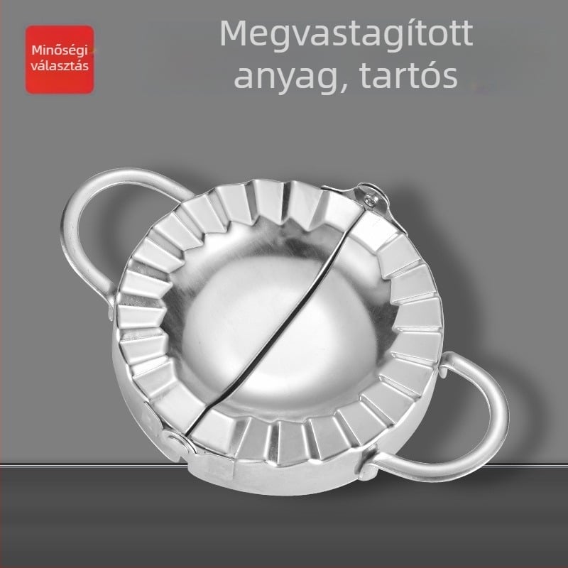 Háztartási dumpling-készítő eszköz, kézi, rozsdamentes acélból, tésztalap összenyomó és virág alakú dumpling forma