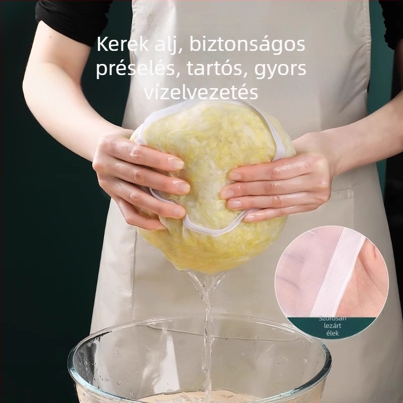 Gombóc töltelék nyomózsák, zöldségek préselő és leszívó tasak, szójatej szűrőzsák, konyhai szárító