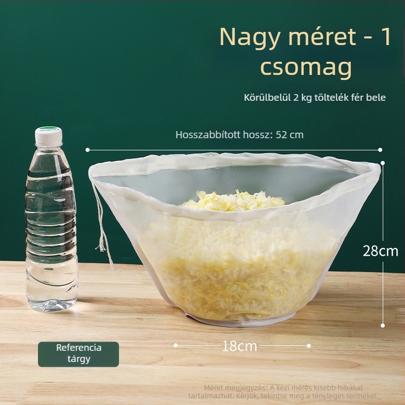 Gombóc töltelék nyomózsák, zöldségek préselő és leszívó tasak, szójatej szűrőzsák, konyhai szárító