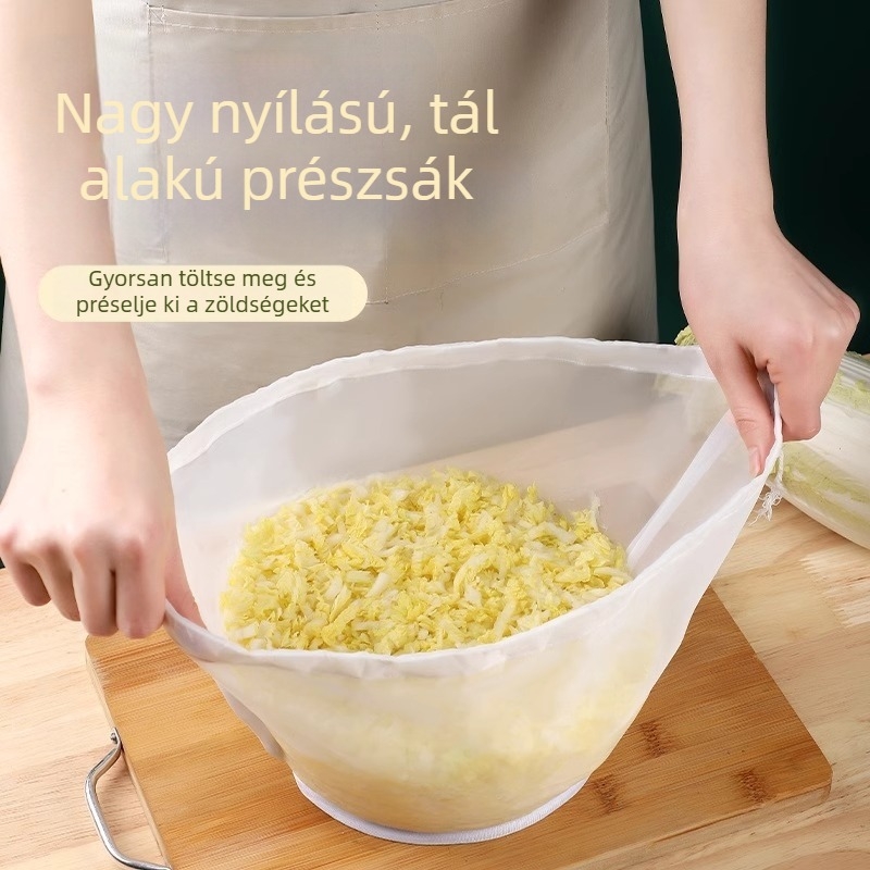 Gombóc töltelék nyomózsák, zöldségek préselő és leszívó tasak, szójatej szűrőzsák, konyhai szárító