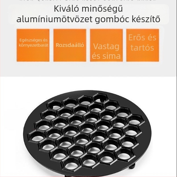 Nagy méretű dumpling-készítő alumíniumötvözetből, vastabb formázó, 37 darab egyszerre, teljes fém