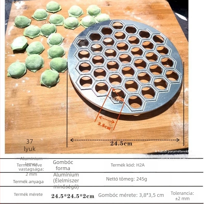 Nagy méretű dumpling-készítő alumíniumötvözetből, vastabb formázó, 37 darab egyszerre, teljes fém