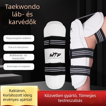 Vastagított taekwondo védőfelszerelés készlet könyök- és vádlvédőkkel edzéshez és versenyhez