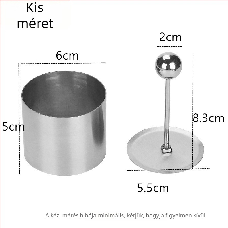Rozsdamentes acélból készült kör alakú forma hideg ételekhez, innovatív tálalási forma lila rizs és taró püré
