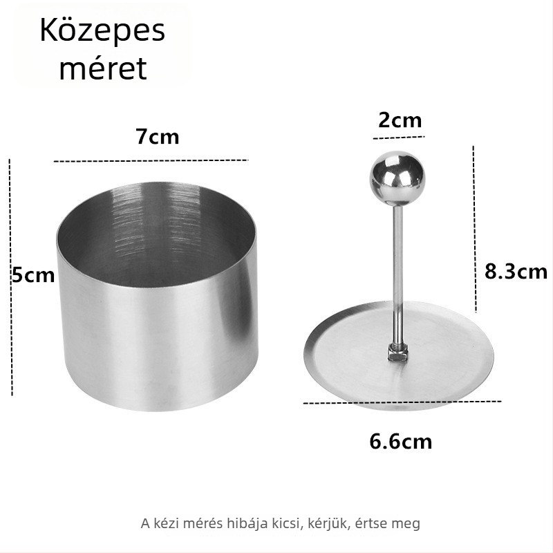 Rozsdamentes acélból készült kör alakú forma hideg ételekhez, innovatív tálalási forma lila rizs és taró püré