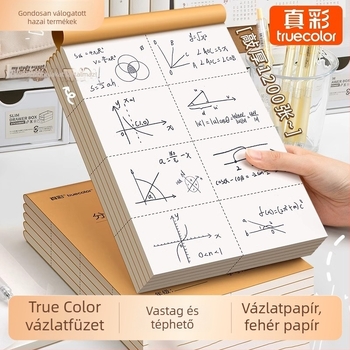 True Color felosztott vázlatfüzet általános iskolásoknak, vastagabb téphető oldalakkal és üres számolási papírokkal