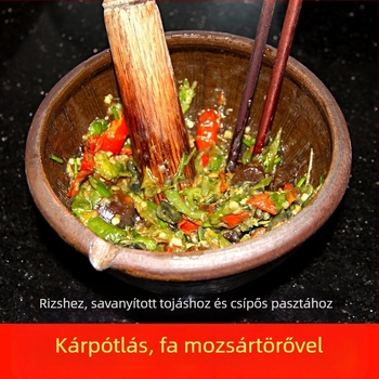 Kerámia mozsár háztartási használatra – fokhagyma és csípős paprika őrlő, hagyományos stílus