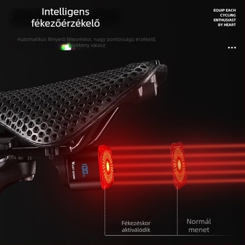 Intelligens hátsó fény fékezésérzékelővel, MTB és országyú kerékpárokhoz, Type-C töltés, éjszakai közlekedéshez figyelmeztető fény