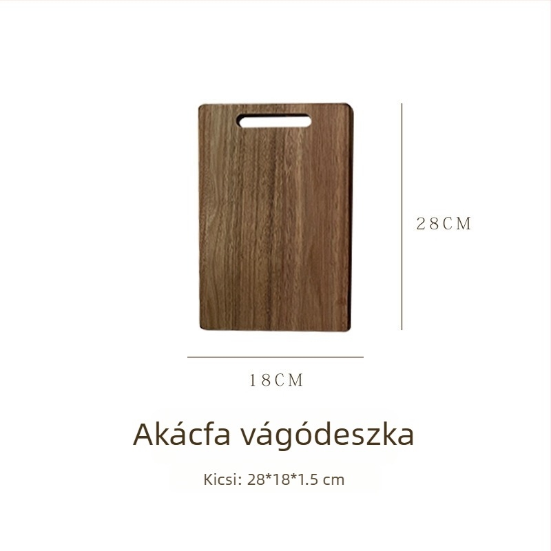 Akácfa vágódeszka fogantyúval, hordozható, kétoldalas konyhai vágódeszka, fa tálca